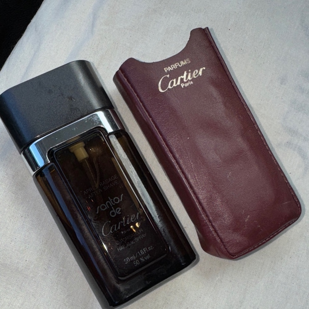 VTGCartier Santos After Shave Natural Spray Toilette with Black and Maroon Case